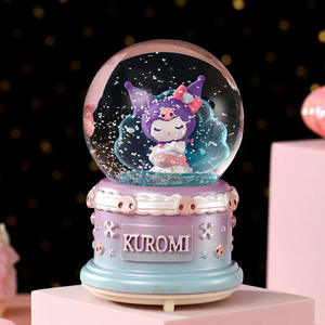 Boîte à musique boule de cristal avec lumières colorées et neige tombante – Cadeau idéal pour étudiantes, meilleures amies, fêtes, mariages – Motif dessin animé - Product Image 2