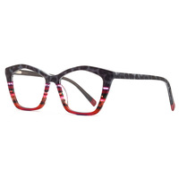 Acétate Fashion Cat-eye Lunettes plates pour femmes Personnalité européenne et américaine Couleur contrastée Lunettes à assiettes haut de gamme