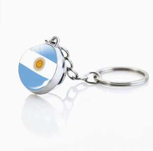 Porte-clés et pendentif de sac en verre avec fleur en cristal, motif drapeau national d'Uruguay, bijou souvenir de <span class=keywords><strong>voyage</strong></span> - Product Image 2