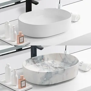 Easy Clean Sanitary Ware Art Natural Marble Fashion Design Bathroom Sink Basin