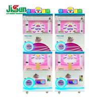 Machine à pinces à monnayeur à thème spatial OVNI à double plateau, avec carrousel rotatif, LED, construction en métal et plastique, version anglaise