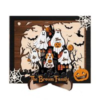 Personnalisé Halloween En Bois Fantôme Famille Logo Ornements Fantôme Atmosphère Décoration Murale Pendentif pour Fournitures De Vacances