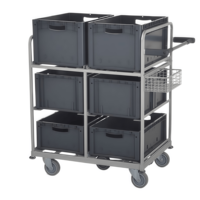 Chariot logistique robuste ALLWORLD CH05105 en acier avec étagères grillagées, capacité 200 kg, 1082*650*1138mm, quatre roues, revêtement poudré, OEM ODM