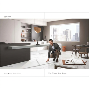 Carreaux de porcelaine émaillée numérique Imperio Pearl 1200x1200mm, dalles de sol veinées brillantes - Product Image 6