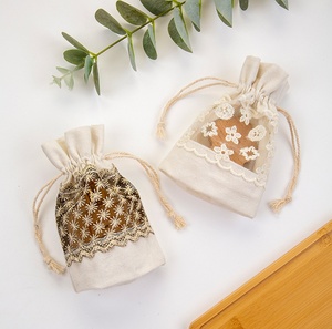 Pochette en <span class=keywords><strong>dentelle</strong></span>, sac cadeau, couleur unie, impression, fenêtre transparente, cordon de serrage, réutilisable, rangement pour clés, pièces de monnaie, <span class=keywords><strong>sachet</strong></span> de parfum, emballage - Product Image 4