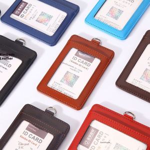 Porte-cartes de visite en cuir véritable haut de gamme avec logo, cordon de suspension, pour identification du personnel et badge de travail - Product Image 3