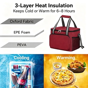 Sac isotherme en tissu Oxford de grande capacité avec doublure en aluminium pour aliments et boissons, sacs isothermes imperméables, sac isotherme pour aliments - Product Image 5