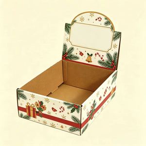Christmas Printed Eco-Friendly Biodegradable Self Erecting <b>Box</b> Rectangle Corrugated Cardboard Gift Craft Display Stand - Product Image 1