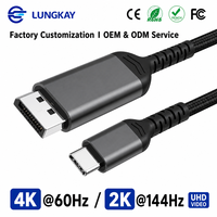 Câble USB-C vers DisplayPort 1.2 tressé LUNG KAY 4K 60Hz 2K 144Hz pour moniteur gaming et MacBook Pro (OEM)