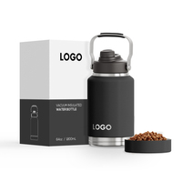 Bouteille d'eau en acier inoxydable de grande capacité de 64oz personnalisée avec compartiment de rangement pour les bouteilles d'eau de voyage en plein air pour les aliments pour chiens