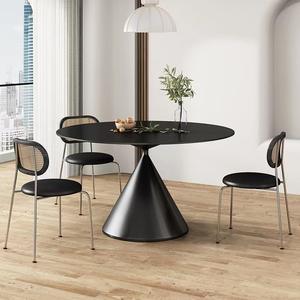 Mesa de Comedor Redonda Giratoria de Color Negro Puro para Uso Doméstico en Apartamentos Pequeños - Product Image 1