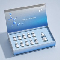 Boîte magnétique rigide en titane brossé bleu Aurora, kit d'ampoules de sérum avec logo personnalisé et compte-gouttes, emballage scientifique pour soins de la peau