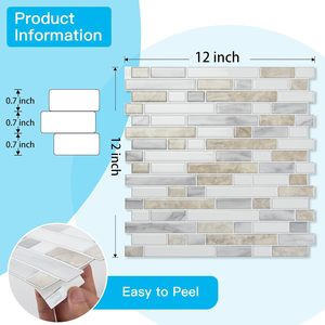 Azulejos Autoadhesivos de Mármol de 12x12 Pulgadas para Paredes - <span class=keywords><strong>Vinilo</strong></span> Impermeable para Protección Contra Salpicaduras en Encimeras de <span class=keywords><strong>Cocina</strong></span> y Fregaderos - Product Image 2
