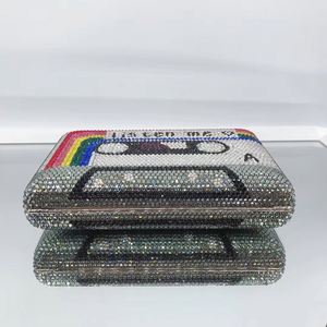 LEB1295 Cassette Tape <strong>Bride</strong> Evening Sparkling Diamond Clutch Purses <strong>Bags</strong> Fashion Women <strong>Wedding</strong> Prom Chain Crystal Party <strong>Bag</strong> - Product Image 5