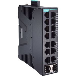 สวิตช์ Moxa SDS-3016-2GSFP แบบจัดการได้ 16 พอร์ต อีเธอร์เน็ต สำหรับติดตั้งบนราง DIN สำหรับอุตสาหกรรมและองค์กร - Product Image 1