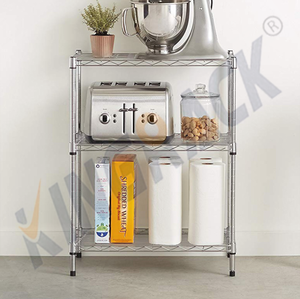 Unidad de estantería de rejilla de alambre de acero al carbono cromado resistente a la oxidación, pies ajustables modernos personalizados, soluciones de almacenamiento para el hogar, alambre - Product Image 2