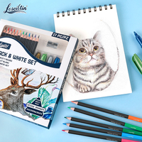 Loseiltin professionnel personnalisation peuplier bois artiste ensemble avec crayons de couleur métal marqueur stylo HB dureté aiguiseur