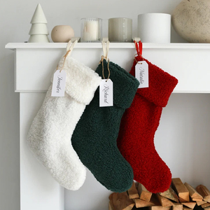 Bas du père Noël personnalisé noël enfants cadeau <span class=keywords><strong>chaussette</strong></span> boucle vierge fausse fourrure Sherpa bas de noël nouveau Style - Product Image 2