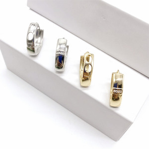 Geometric <b>Huggie</b> Earrings Gold And <b>Silver</b> Channel Setting Zircon Party Fashion Hoop Earrings - Product Image 4