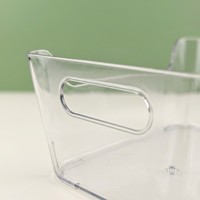 Boîte de rangement pour réfrigérateur en plastique transparent avec poignée, transparente comme du cristal, sans BPA, facile à retirer, facile à nettoyer