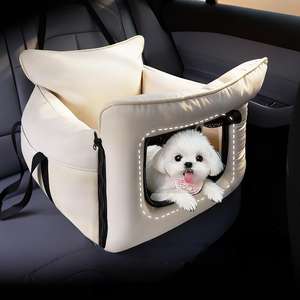 Sac de transport pour animaux de compagnie en cuir PU de luxe, portable, imperméable, lit de voiture pour <span class=keywords><strong>chien</strong></span>, siège surélevé de sécurité pour chiens et chats, lit de voiture pour animaux de compagnie, siège de voiture - Product Image 4
