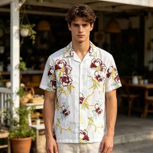 เสื้อเชิ้ตผ้าลินินผู้ชาย เสื้อเชิ้ตทรงบ็อกซี่และทรงหลวม เสื้อเชิ้ตสีสันสดใส เสื้อเชิ้ตผู้ชายลำลองสำหรับใส่ทำงาน เสื้อเชิ้ตผ้าฝ้ายลำลองติดกระดุม - Product Image 1