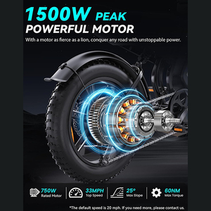 Bicicleta Eléctrica Urbana de Montaña con Llantas Anchas, Potencia Máxima de 1500W, 48V, 33MPH, Personalizable al por Mayor de Fábrica F6 - Product Image 2