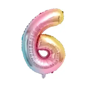 Gradient color QIHUI Aluminum Number Foil Number Balloons Helium Balloon For Birthday Party Event Decor Globos