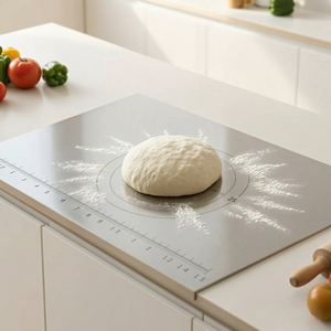 <span class=keywords><strong>Grande</strong></span> <span class=keywords><strong>Tagliere</strong></span> in Acciaio Inox 304 <span class=keywords><strong>per</strong></span> Pasticceria e Pizza, Standard FDA, Lavabile in Lavastoviglie, Antiscivolo, Antibatterico, Utensile da Cucina - Product Image 1