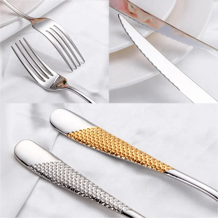 Hoàng Gia Bộ dao kéo sang trọng chất lượng cao thép không gỉ 18-10 mạ Vàng Flatware Set Knife Fork và Spoon Set cho nhà hàng