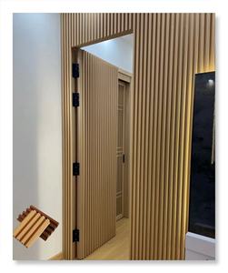 Tùy chỉnh thiết kế bằng gỗ rãnh slat WPC 3D Tường bao gồm bảng điều khiển cho phòng khách sạn WPC Panel tường - Product Image 1