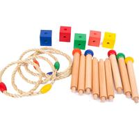 Juego de lanzamiento de anillos Montessori, juguete de coordinación mano-ojo, cuentas de madera para enhebrar, práctica de habilidades motoras finas, aprendizaje para niños pequeños