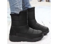 Bottes de neige mi-mollet pour femme résistantes au froid, imperméables, coupe-vent, doublées polaire, avec soutien de la voûte plantaire, semelle antidérapante, pour usage quotidien en extérieur