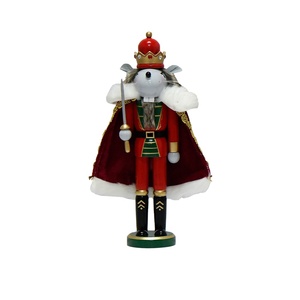 Figurine Casse-Noisette Roi Souris en Bois en Gros, Soldat Casse-Noisette Roi Rat à Cape Rouge, Ornement Classique de Table de Noël - Product Image 6