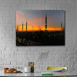 Scène de nuit l'islam l'<span class=keywords><strong>architecture</strong></span> éclairer peinture sur toile avec led lumière, led lumineux de peinture - Product Image 2