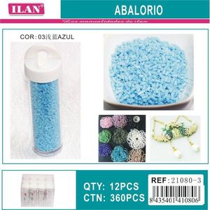 Perline ILAN Abalorio Azzurro Chiaro 3mm per Creazione di Gioielli, 12 Pezzi per Tubo - Product Image 1