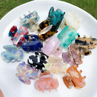 Mini acétate écaille de tortue marbré Haarklammer petit 3.5CM fille pince à griffe de requin mignon doux Transparent pinces à cheveux pour les femmes