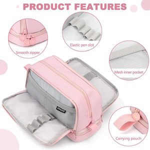 Kumaş kalem kutusu kalem kılıfı torba 2 bölmeler sevimli okul öğrencileri gençler erkek kız yetişkinler için yapılan pamuk kağıt Polyester - Product Image 5