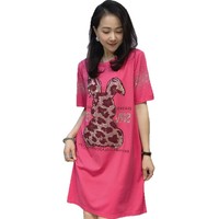 Robe d'été grande taille pour femme, nouvelle collection, manches courtes, mi-longue, style t-shirt, décontractée, soirée, imprimé léopard, coupe trapèze, pour le commerce transfrontalier