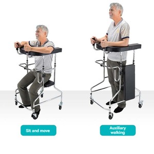 Foldable Rollator Walker with <strong>Seat</strong> for Seniors, 4-Wheeled <strong>Walking</strong> <strong>Frame</strong> with Wheels, Rehabilitation Walker for Stroke Patients - Product Image 2