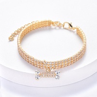 Collier Classique Hip-hop pour Animaux de Compagnie du Fabricant avec Strass et Motif Os, Chaîne pour Chiens et Chats Toutes Saisons