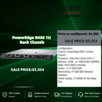 Superbe réduction et nouveauté en stock : Serveur R450 Dells avec processeur Xeon Silver 4310, 32 Go de RAM, disque dur SATA 2 To, contrôleur RAID H355, 6 ports 1 GbE, alimentation 800 W