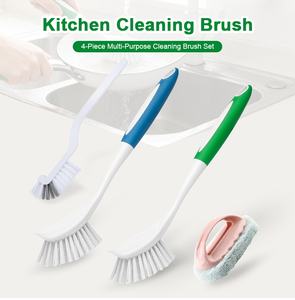 Ensemble de 4 brosses multi-usages à long manche, éponge de nettoyage pour la cuisine, la salle de bain, l'évier, les carreaux, les vaisselle - Product Image 6