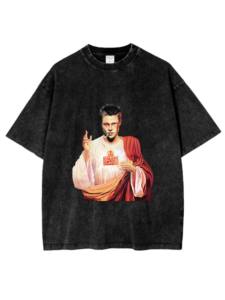 Fight Club Tyler's philosophy T-Shirts Été 100% Coton Drop Shoulder Crewneck Heavyweight Acid Wash - Product Image 4