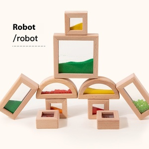 2025 Montessori cognitivi blocchi di costruzione di legno colore trasparente acrilico arcobaleno assemblati giocattoli educativi per bambini piccoli - Product Image 4