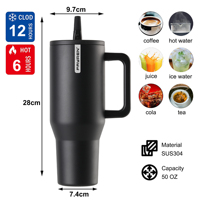 Gobelet de voyage isotherme personnalisé en acier inoxydable 30 oz 40 oz, écologique, avec poignée, pour café, maintient au chaud pendant 6 à 12 heures