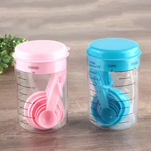 7 Cái/bộ Đo Cup Container Set Spout Và Stackable Thìa Bộ Dụng Cụ Nhựa Trà Cà Phê Đồ Dùng Nhà Bếp Baking Công Cụ