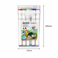 Marqueurs à alcool double embout, 12 couleurs, pointe fine et biseautée, pour dessin et coloriage, fournitures scolaires pour enfants, vente en gros