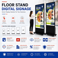 Pemutar Video Iklan Digital Signage OEM, Layar LCD Interaktif Indoor 4K Totem Display Kiosk, Layar Sentuh Berdiri, Built-In