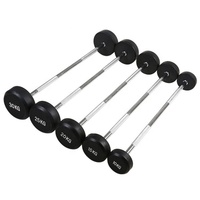 En caoutchouc Forme Ronde Droite Fixe Barbell Haltérophilie En Caoutchouc Enduit Fonte Solide Haltères Livraison Poids